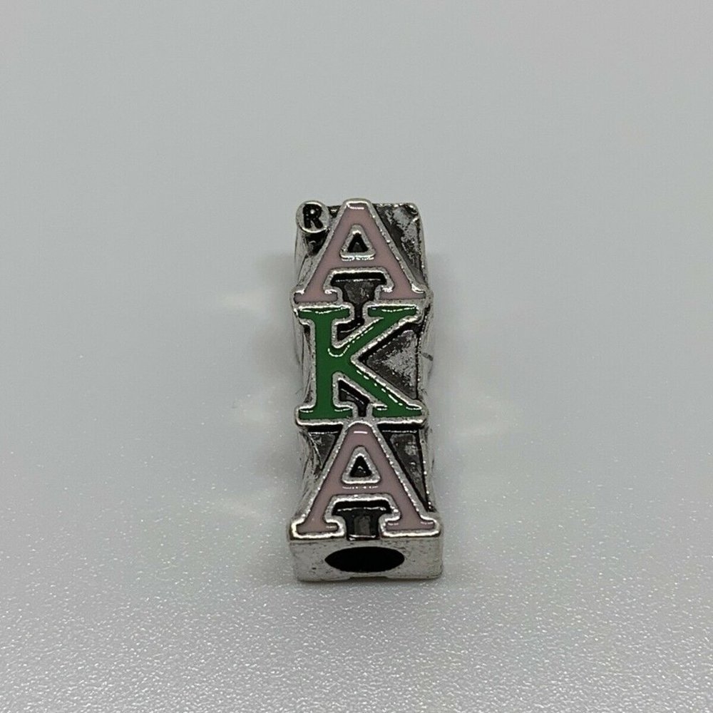 Alpha Kappa Alpha Pink and Green Letter Charm Bead
